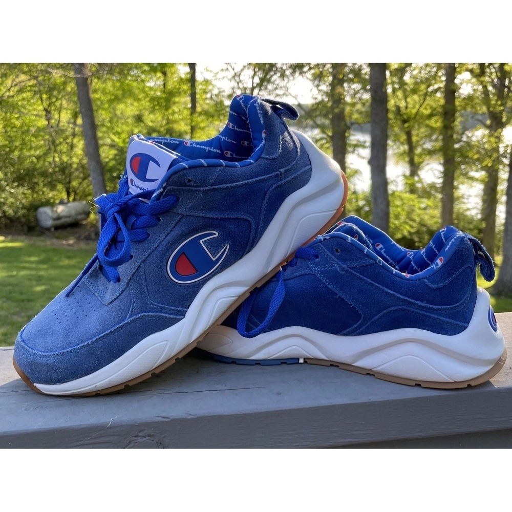 Champion 93Eighteen Big C Mens Blue‎ Suede Sz 8.5 Fashion Dadcore 90s Gym Shoes